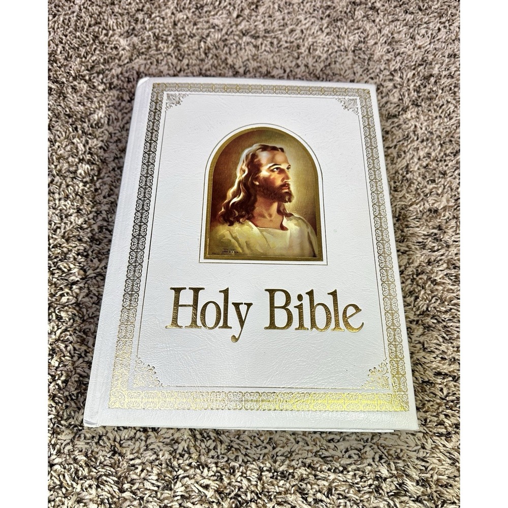 White Holy Bible King James Version Red Letter Edition Regency Vintage 1978